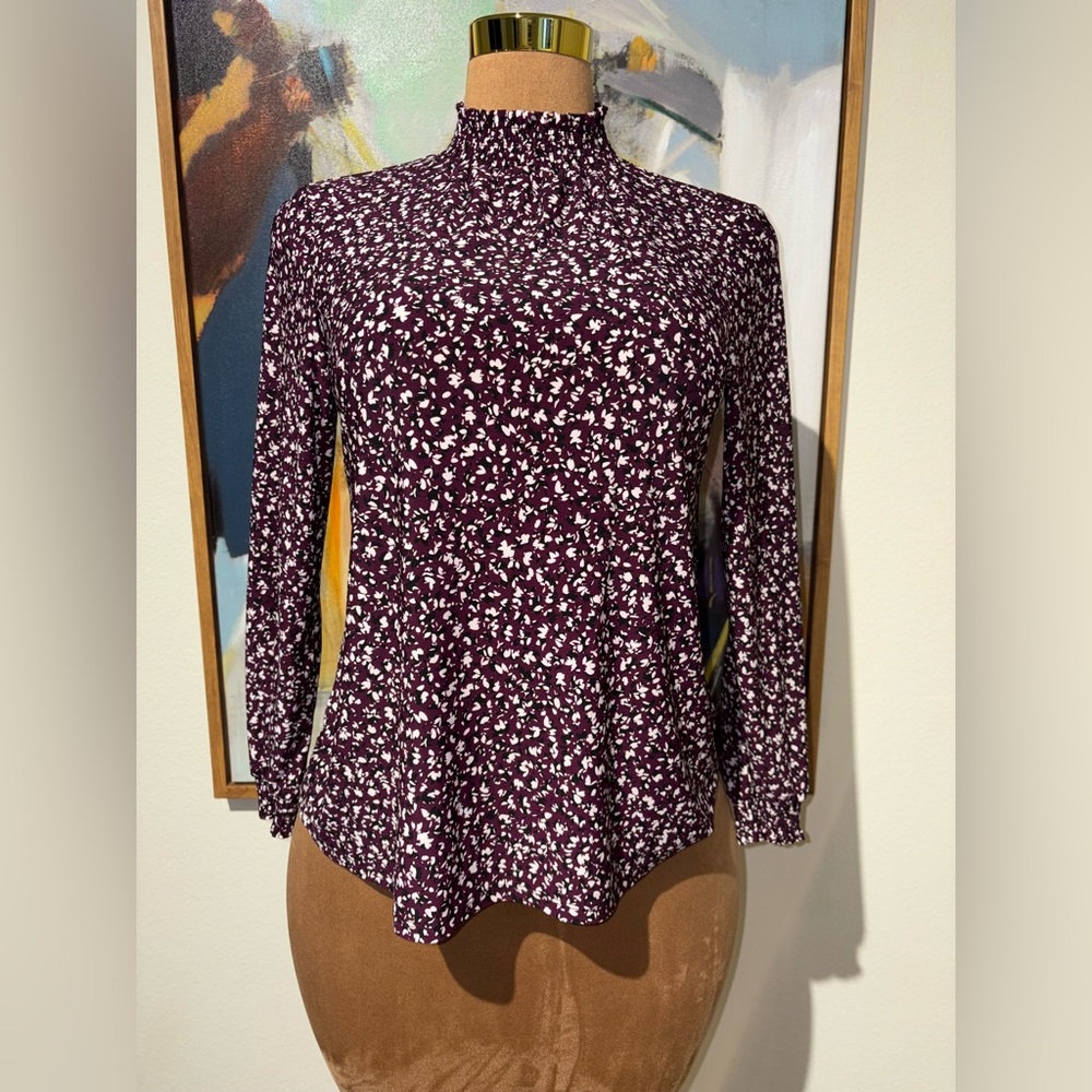 Anne Klein Purple Floral Blouse